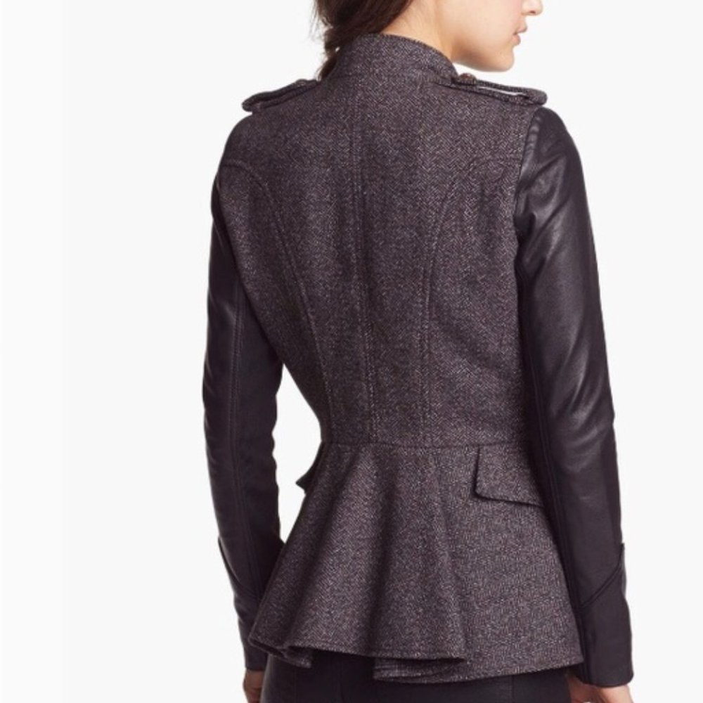 New BCBGeneration Tweed & Faux Leather Military Jacket❣️ - Picture 3 of 11